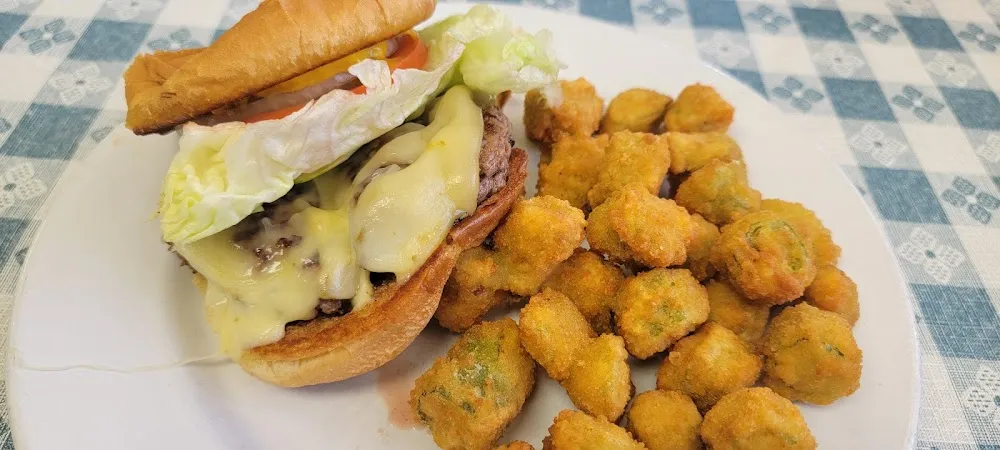 Cheeseburger and Fried Okra